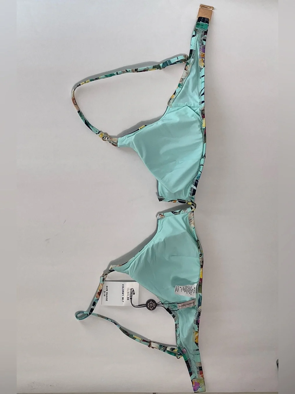 Nanette Lepore Women’s Aqua Tropical Floral Underwire Bikini Top Size 6 NWT